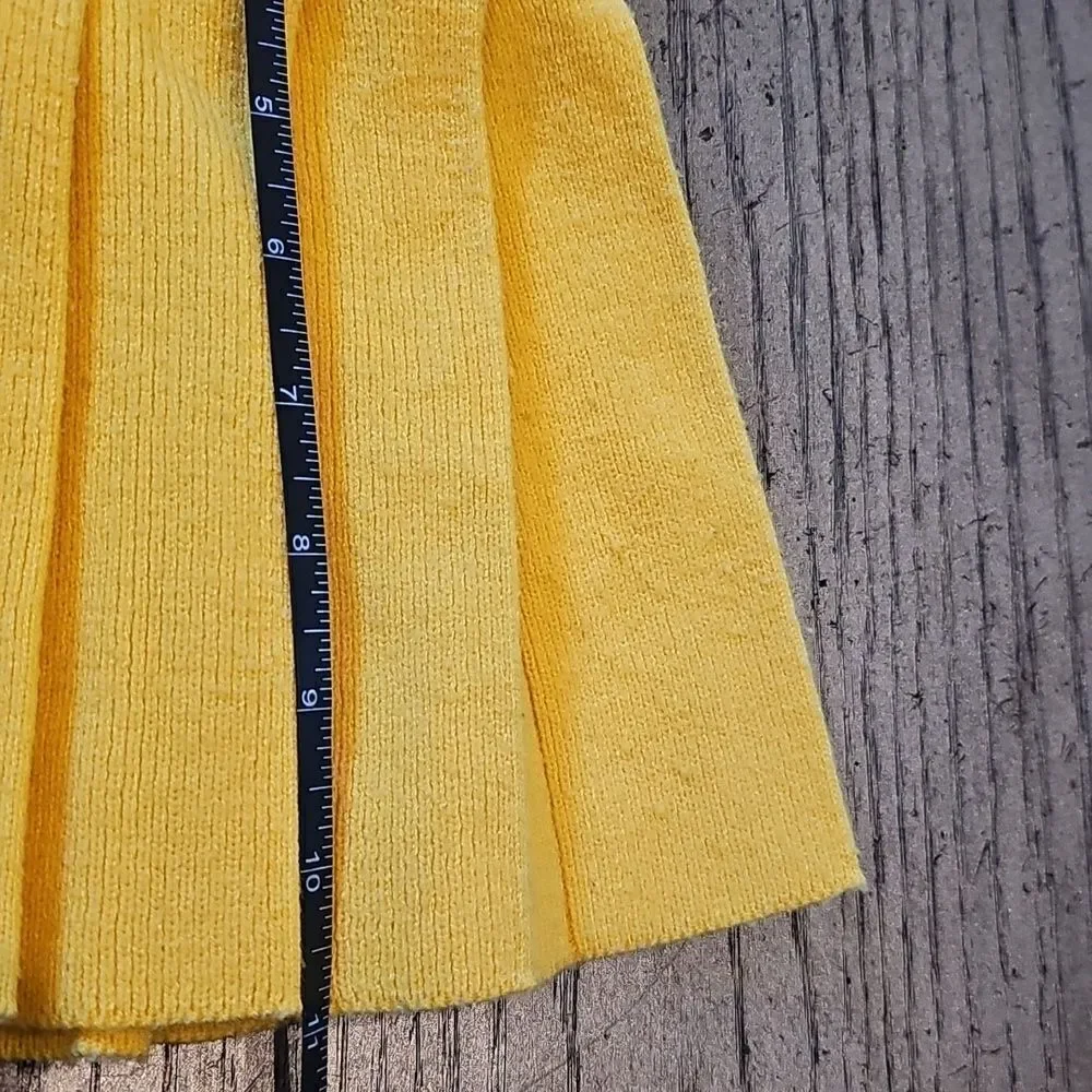 5T Yellow pleated knit skirt and cardigan jacket set
